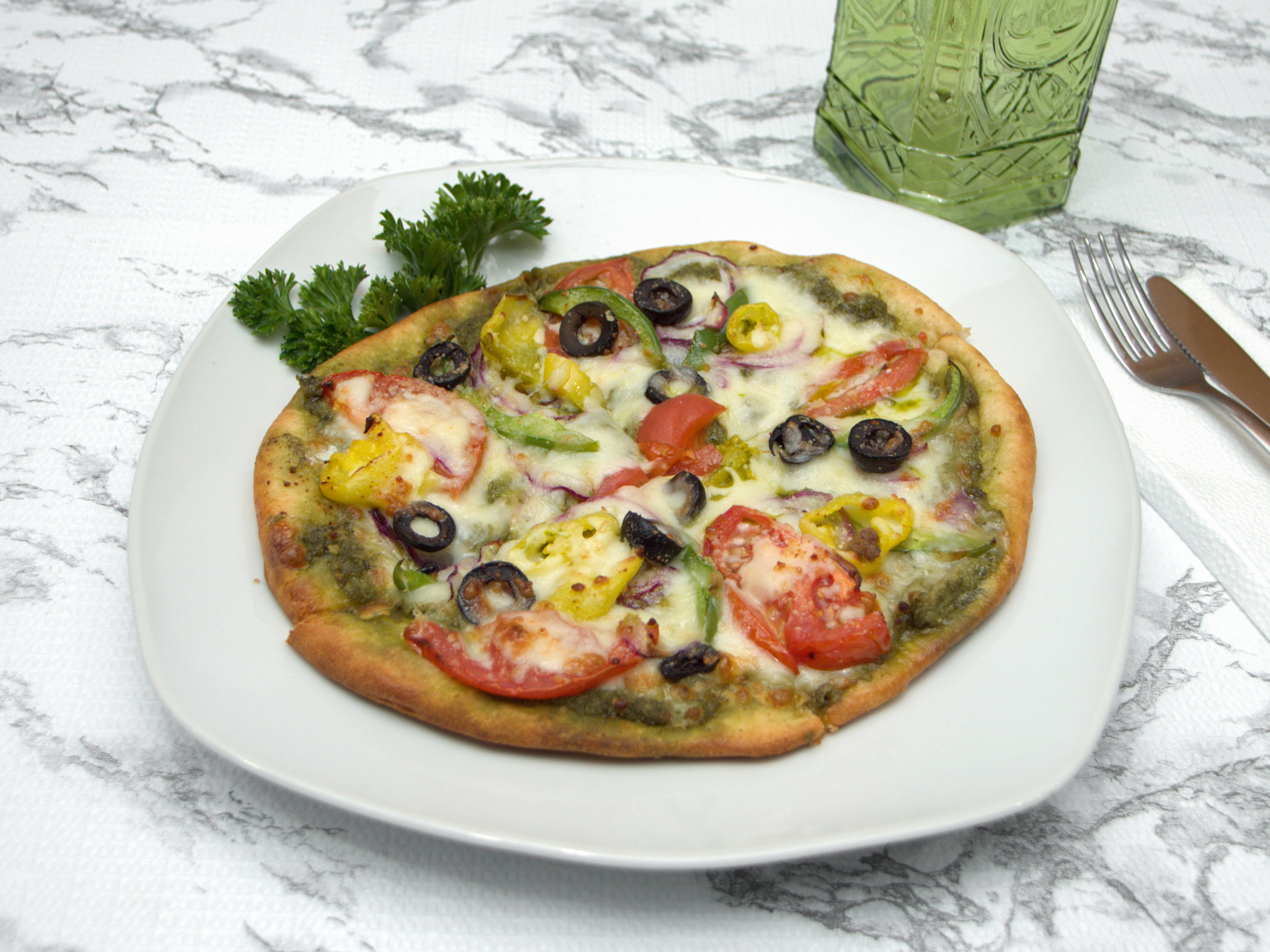 Order Pesto Pizza food online from Small World Kitchen store, Detroit on bringmethat.com