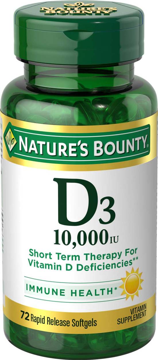 Order Nature's Bounty Vitamin D3 250mcg (72 ct) food online from Rite Aid store, Palm Desert on bringmethat.com