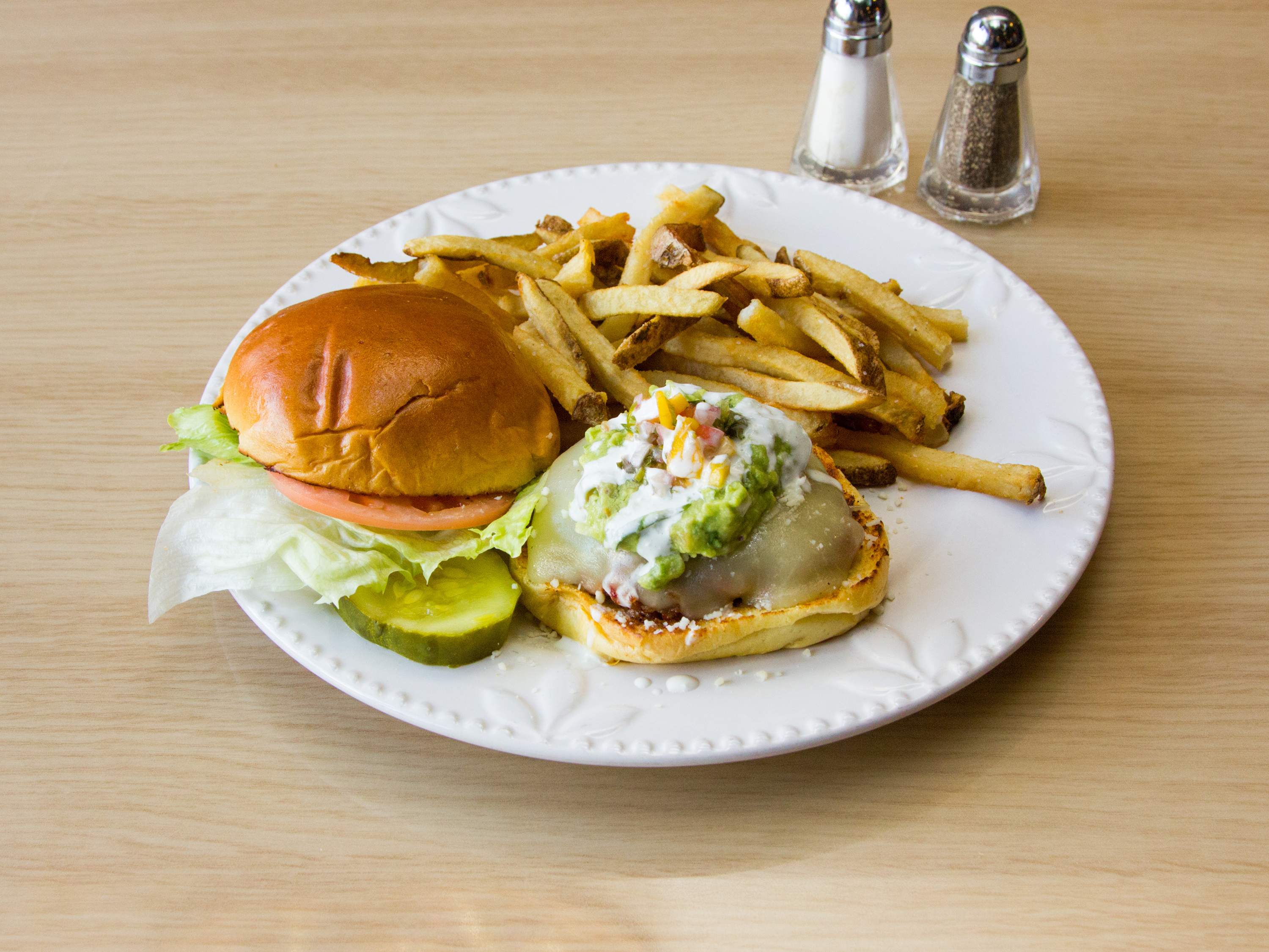 Order Black Angus and Chorizo Burger with Fries food online from Burger Shop store, Staten Island on bringmethat.com