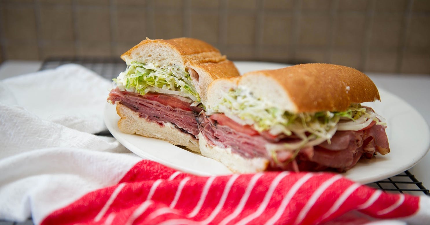 Order Roast Beef Sub - Half food online from Pies Place store, Bayville on bringmethat.com