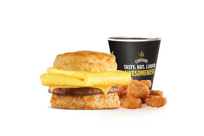 Order Sausage Egg & Cheese Biscuit Combo food online from Carl Jr. store, Norco on bringmethat.com