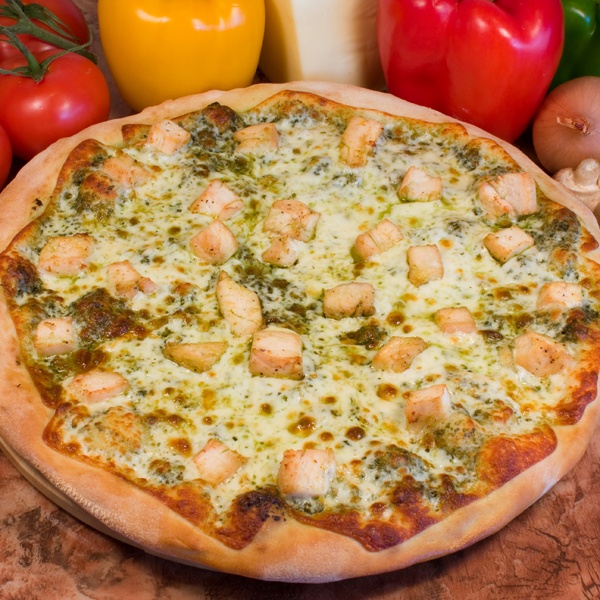 Order Pesto Chicken Pizza food online from Ameci Pizza & Pasta store, Irvine on bringmethat.com