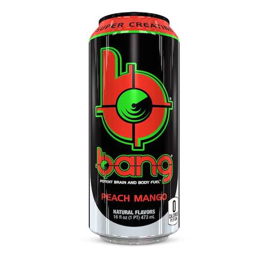 Order Bang Peach Mango Energy Drink food online from Deerings Market store, Traverse City on bringmethat.com
