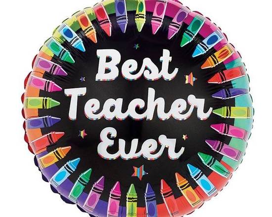 Order Best Teacher Crayon Balloon food online from Heritage Flowers store, Wake Forest on bringmethat.com