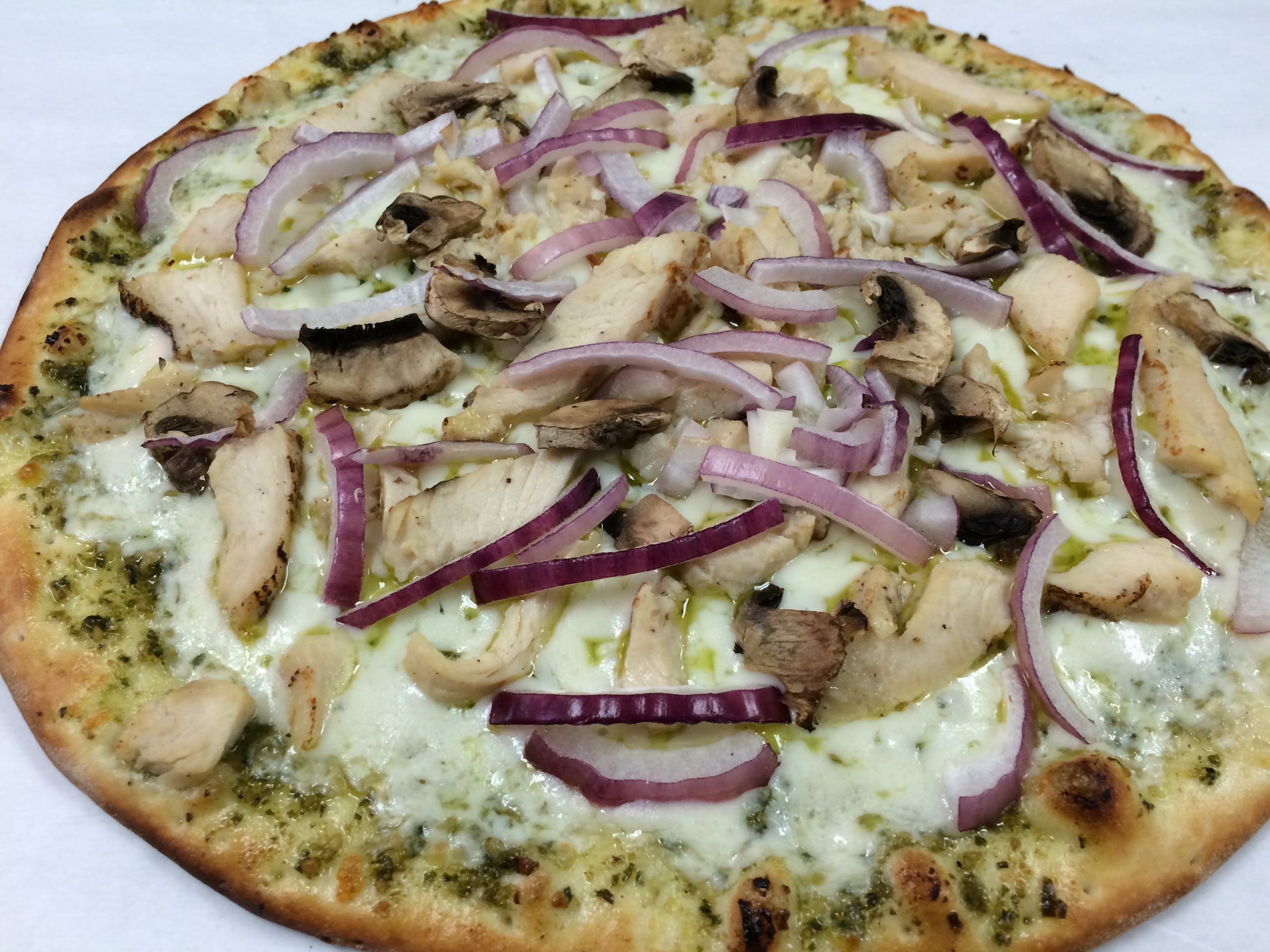 Order Pesto Chicken Pizza - Small food online from I pizza store, Newark on bringmethat.com