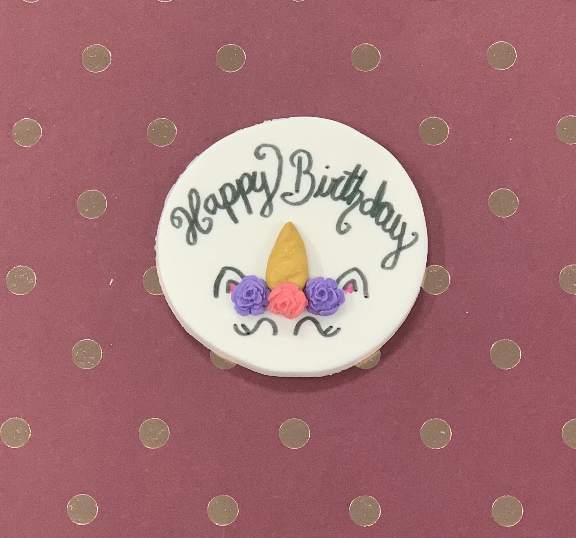 Order Happy Birthday Unicorn Charm food online from Couture Cakery store, Lake Zurich on bringmethat.com