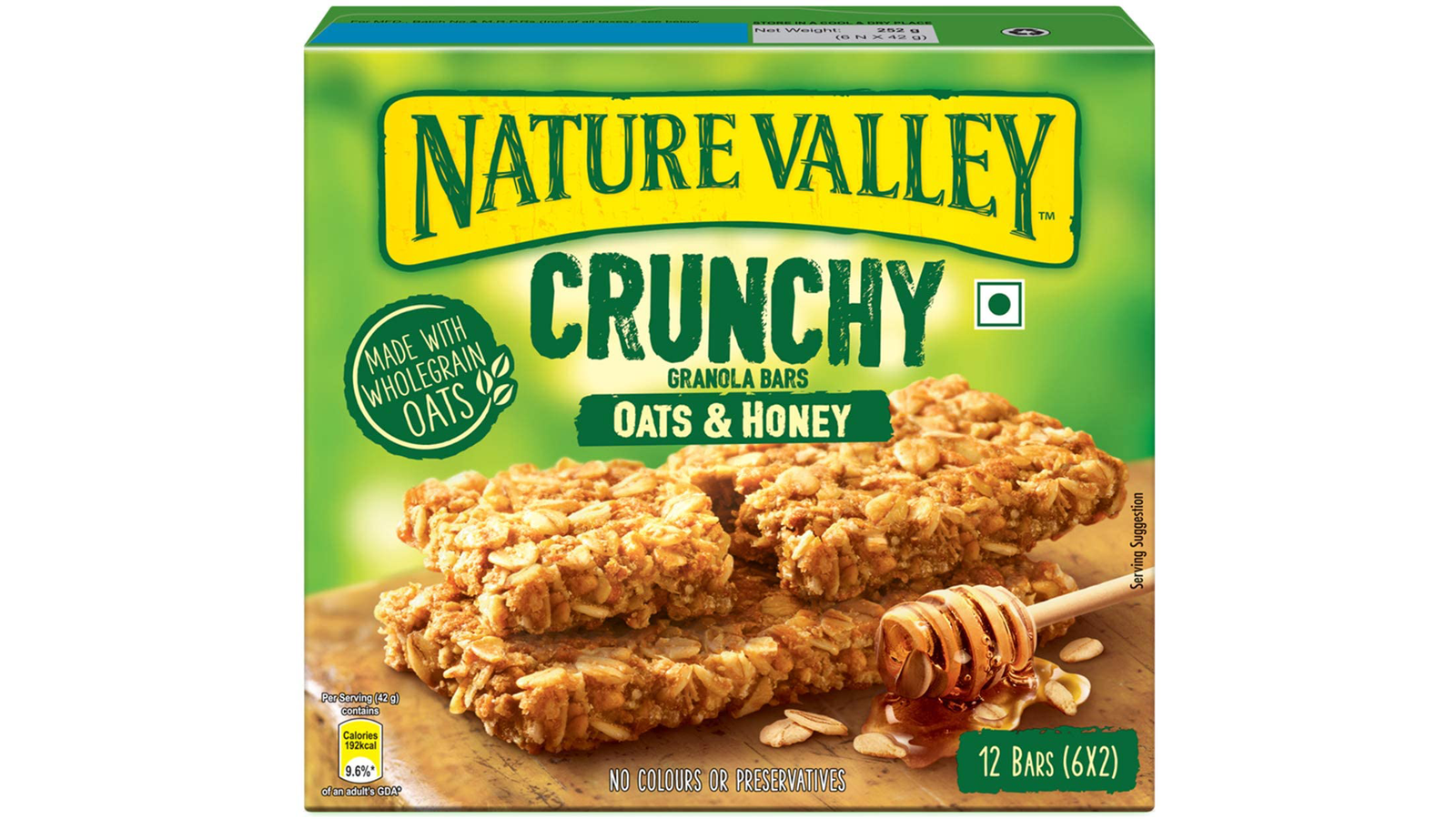 Order Nature Valley Crunchy Granola Bars | Multigrain Energy Bars| No Artificial Flavours | Contains Whole Grain Oats & Honey, 252g (12 Bars) food online from Lula Convenience Store store, Evesham on bringmethat.com
