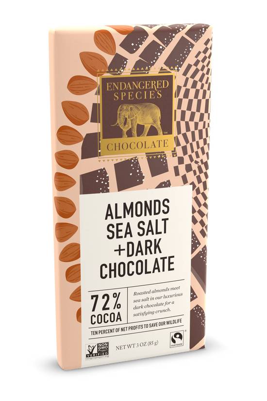 Order Endangered Species Chocolate 72% Dark Chocolate with Sea Salt and Almonds Owl Bar (3 oz) food online from Rite Aid store, Eugene on bringmethat.com