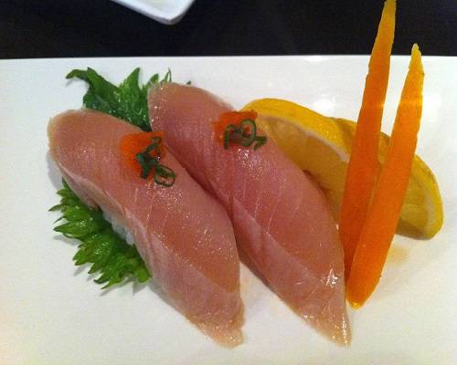 Order Albacore Sushi (2pcs) food online from Sushi Factory store, Azusa on bringmethat.com