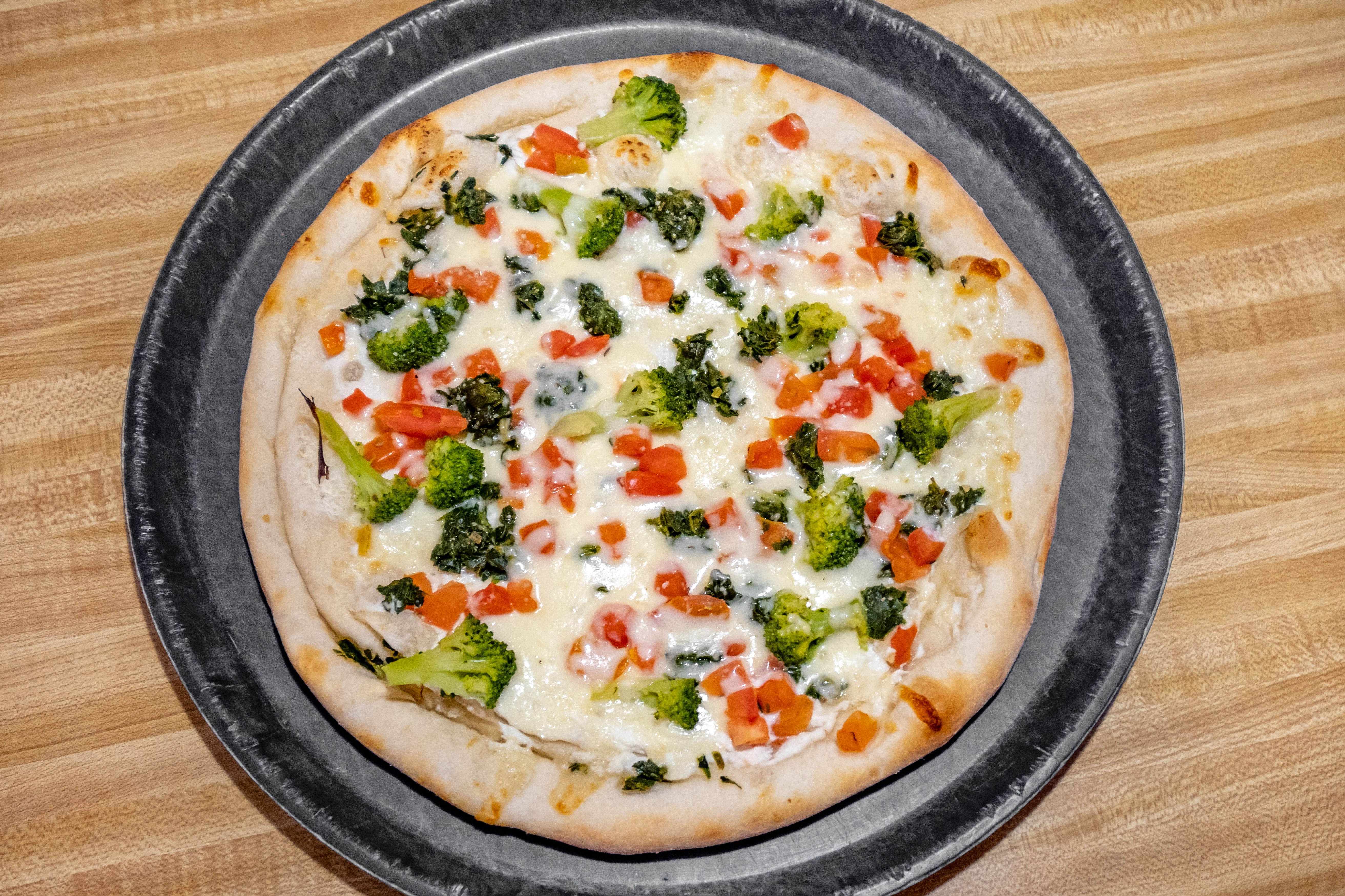 Order White Veggie Pizza - Small 12" food online from Brother's Pizza store, Shippensburg on bringmethat.com