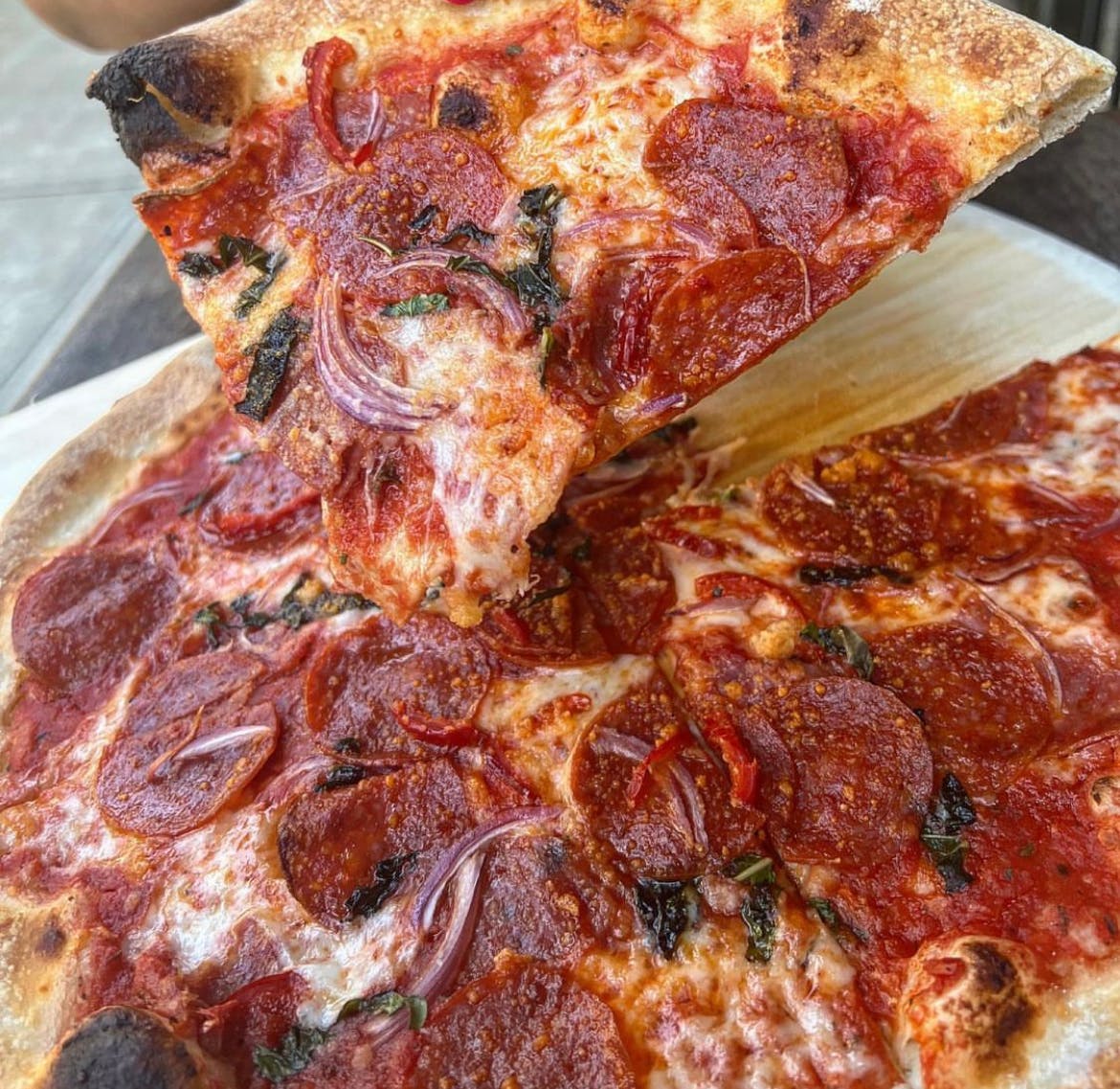 Order Pepperoni & Sopresatta Pizza - personal 8 inch food online from The Bedford store, Brooklyn on bringmethat.com