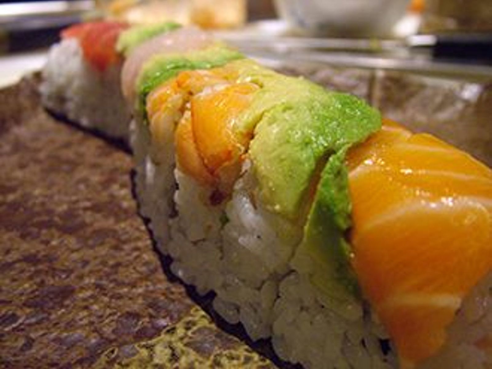 Order Rainbow Roll (10pc) food online from Tiger Asian Bowl store, Allen on bringmethat.com
