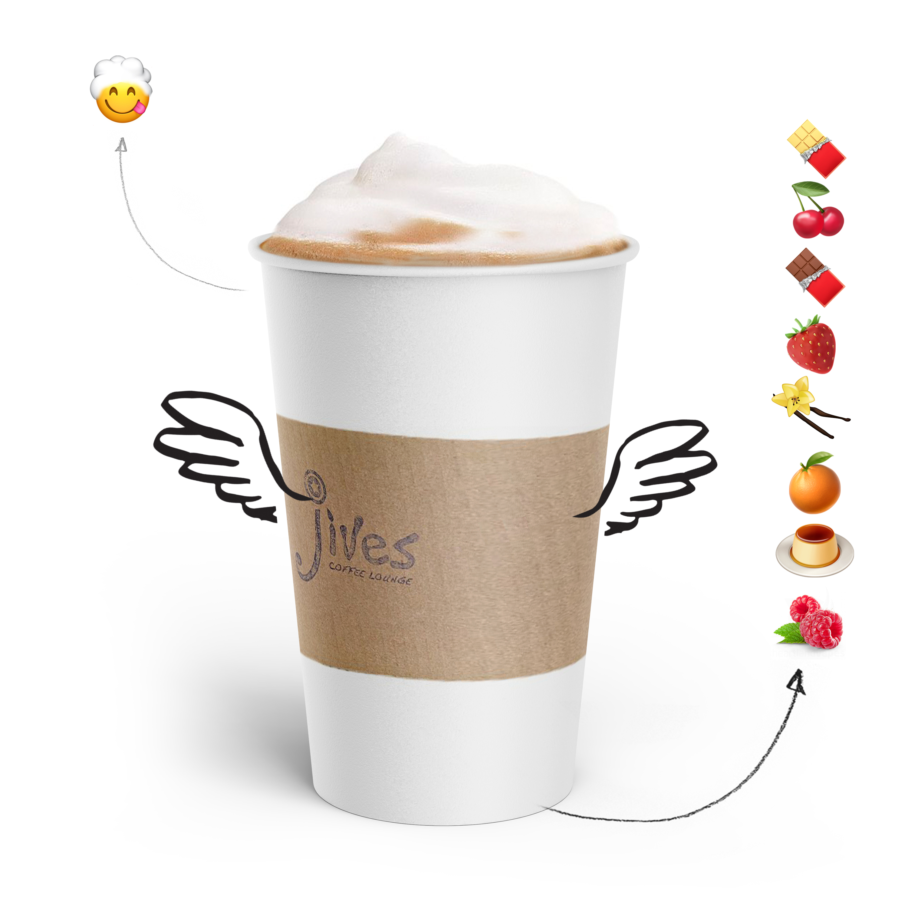 Order Cappuccino with Flavors / 20oz L food online from Jives Coffee Lounge store, Colorado Springs on bringmethat.com