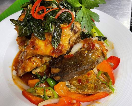 Order Fish with Three Flavors food online from Banana Leaf Thai Restaurant + Bar store, Sandy Springs on bringmethat.com