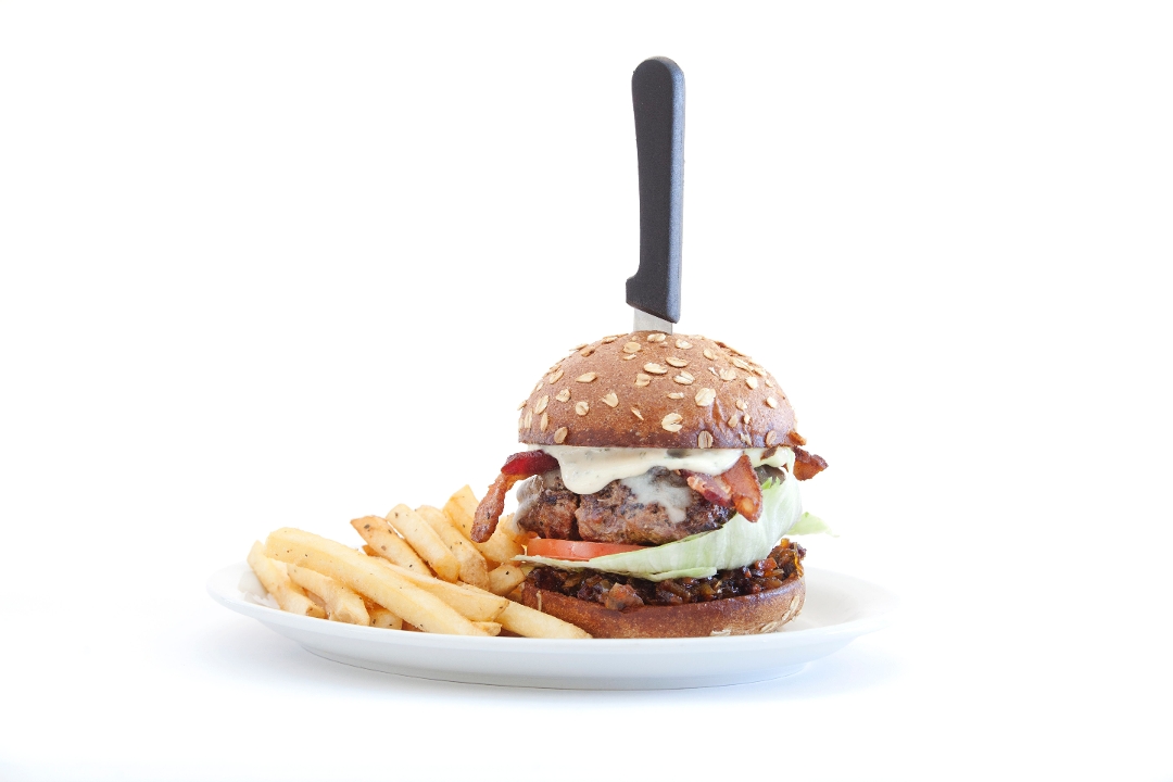 Order 1/3 Bison & Bacon Burger food online from Slaters 50/50 store, Fresno on bringmethat.com