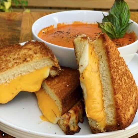 Order Brioche Double-Grilled Cheese Sandwich & Tomato Soup food online from Cracked By Chef Adrianne store, South Miami on bringmethat.com