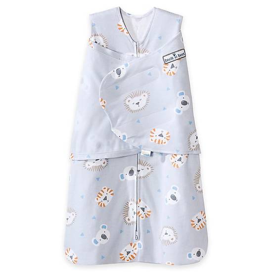 Order HALO® SleepSack® Newborn Lions, Tigers, Bears Multi-Way Adjustable Swaddle in Grey food online from Bed Bath & Beyond store, Fort Smith on bringmethat.com