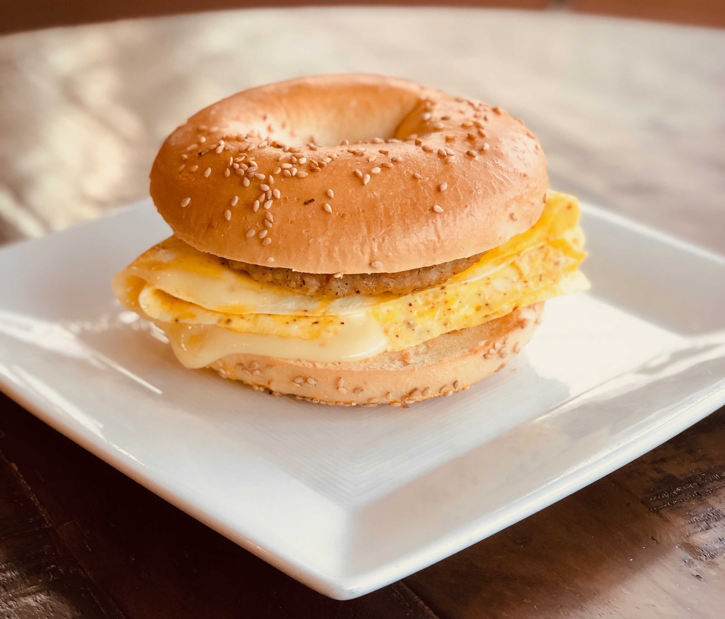 Order Sausage, Egg and Cheese on Bagel  food online from Soho Tea and Coffee store, Washington DC on bringmethat.com