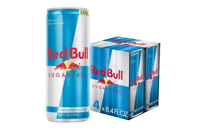 Order Sugarfree Red Bull 4 Pack food online from Lazy Dog Restaurant & Bar store, Peachtree Corners on bringmethat.com