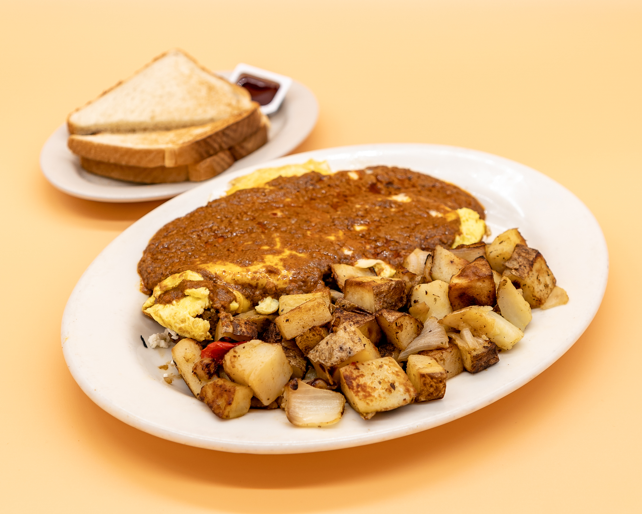 Order Chili-Cheese Omelette food online from Gus Jr store, Los Angeles on bringmethat.com