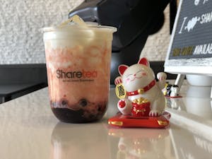 Order Strawberry Fresh Milk With Pearl food online from Sharetea Lake Oswego store, Lake Grove on bringmethat.com