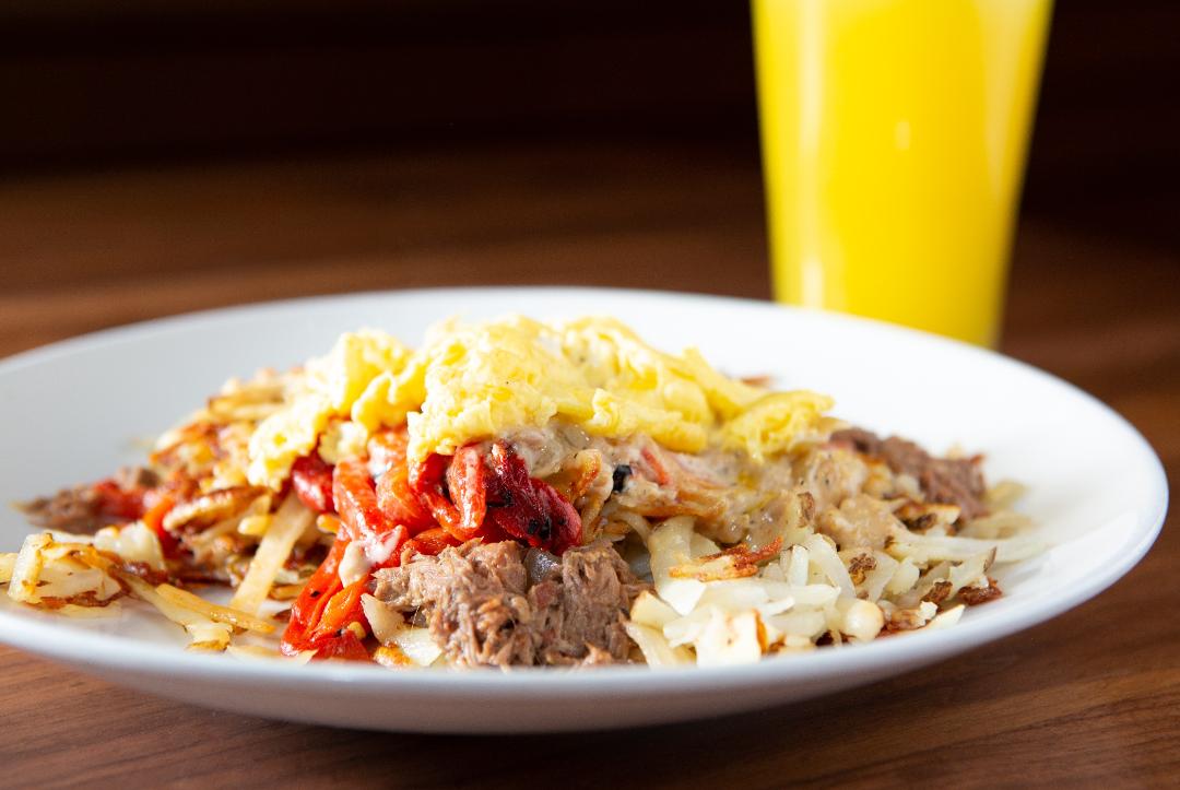 Order Slow Roast Brisket Hash food online from Wildberry Pancakes & Cafe store, Libertyville on bringmethat.com