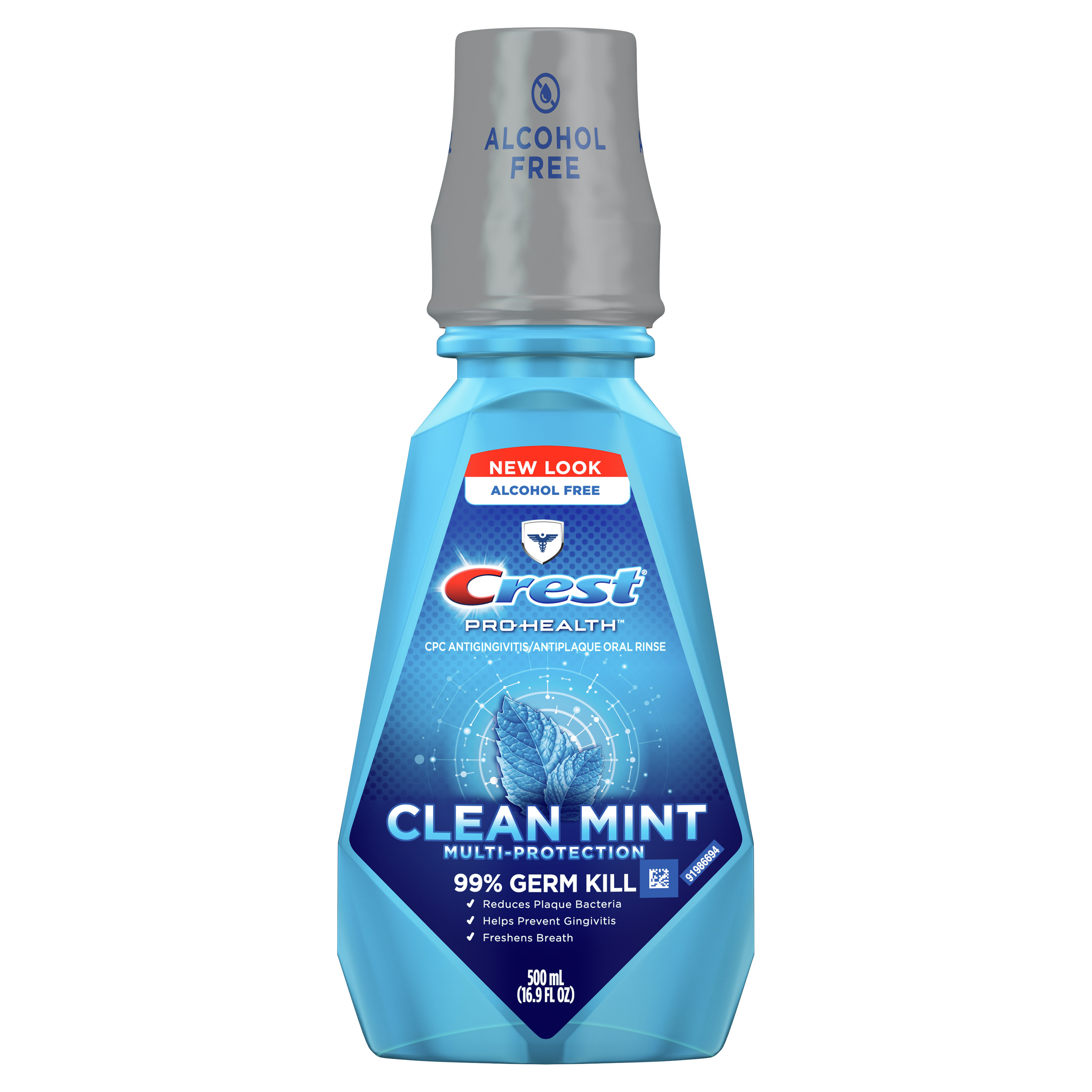 Order Crest Pro Health Multi Protection Clean Mint CPC Oral Rinse, 16.9 fl oz food online from Bartell store, Edmonds on bringmethat.com