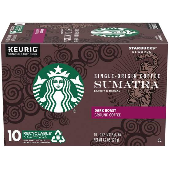 Order Starbucks Coffee K-Cup Sumatra Dark Roast Coffee 10CT food online from Cvs store, WESTON on bringmethat.com