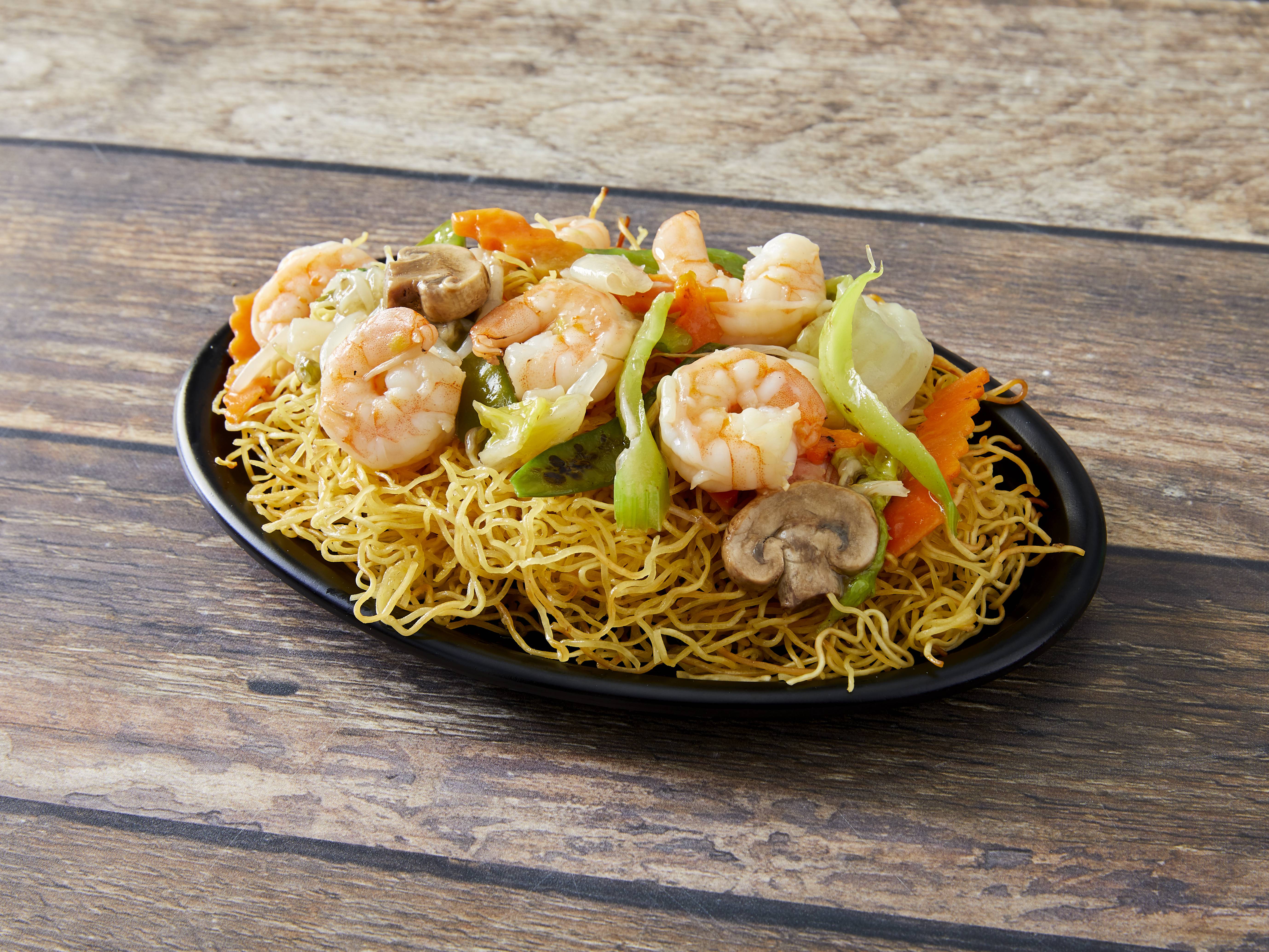 Order P15. Shrimp Pan Fried Noodle food online from China Spring Chinese Restaurant store, Chicago on bringmethat.com