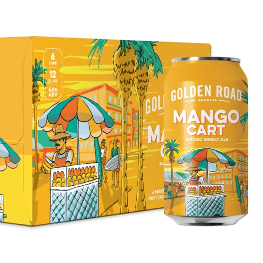 Order Golden Road Brewing Mango Cart Wheat Ale Beer 6 Pack Cans food online from Mirage Wine & Liquor store, Palm Springs on bringmethat.com