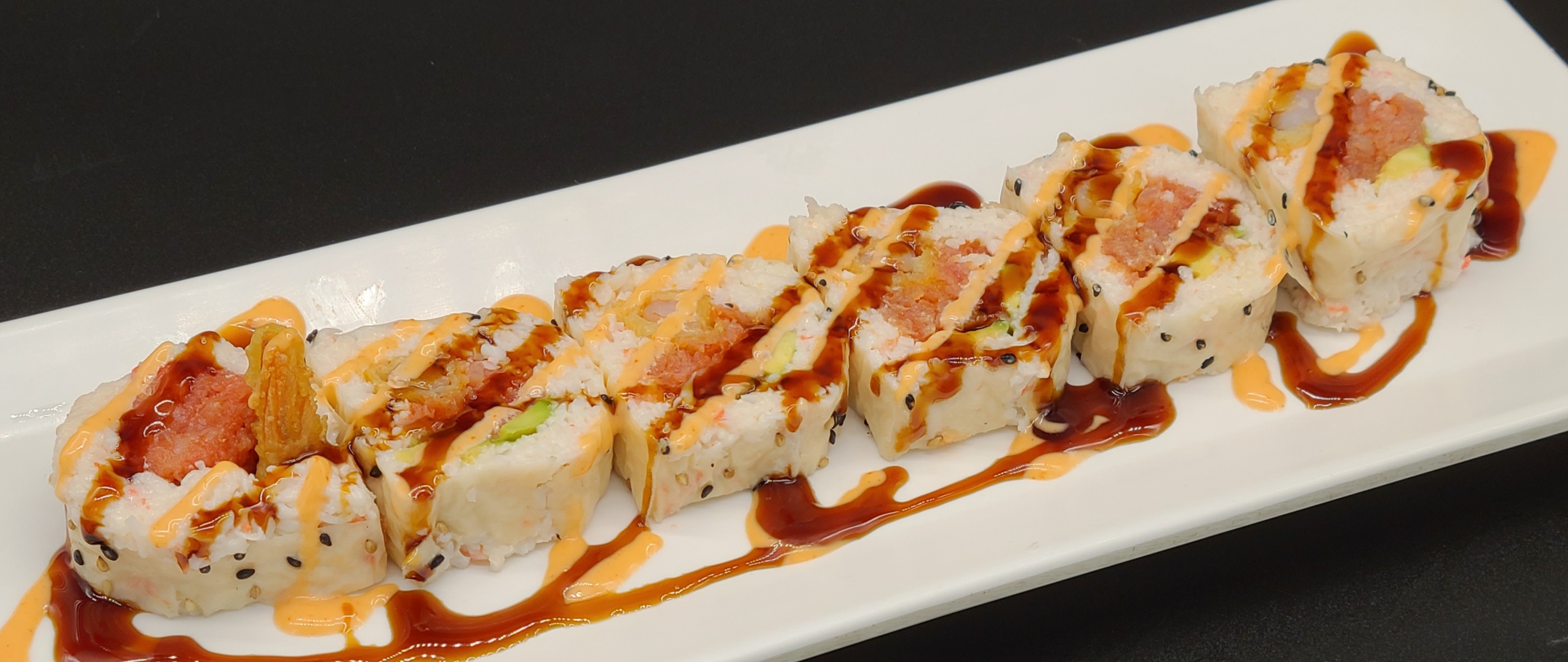Order R3. OMG Roll(5pcs) food online from Hello Sushi store, Fullerton on bringmethat.com