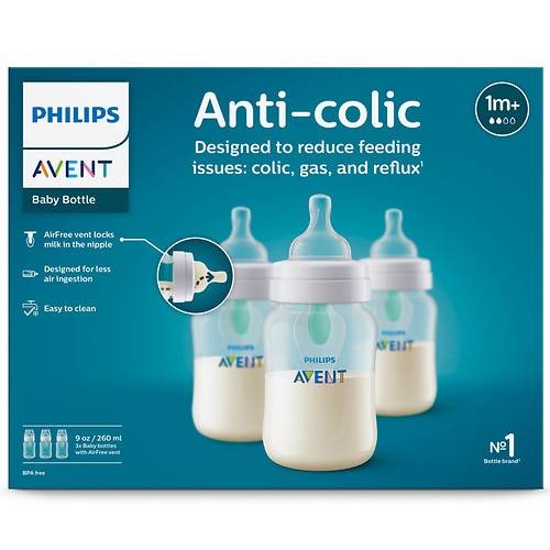 Order Philips Avent Anti-colic Bottle With AirFree Vent 9oz Clear (SCY703/03) - 3.0 ea food online from Walgreens store, Gambrills on bringmethat.com