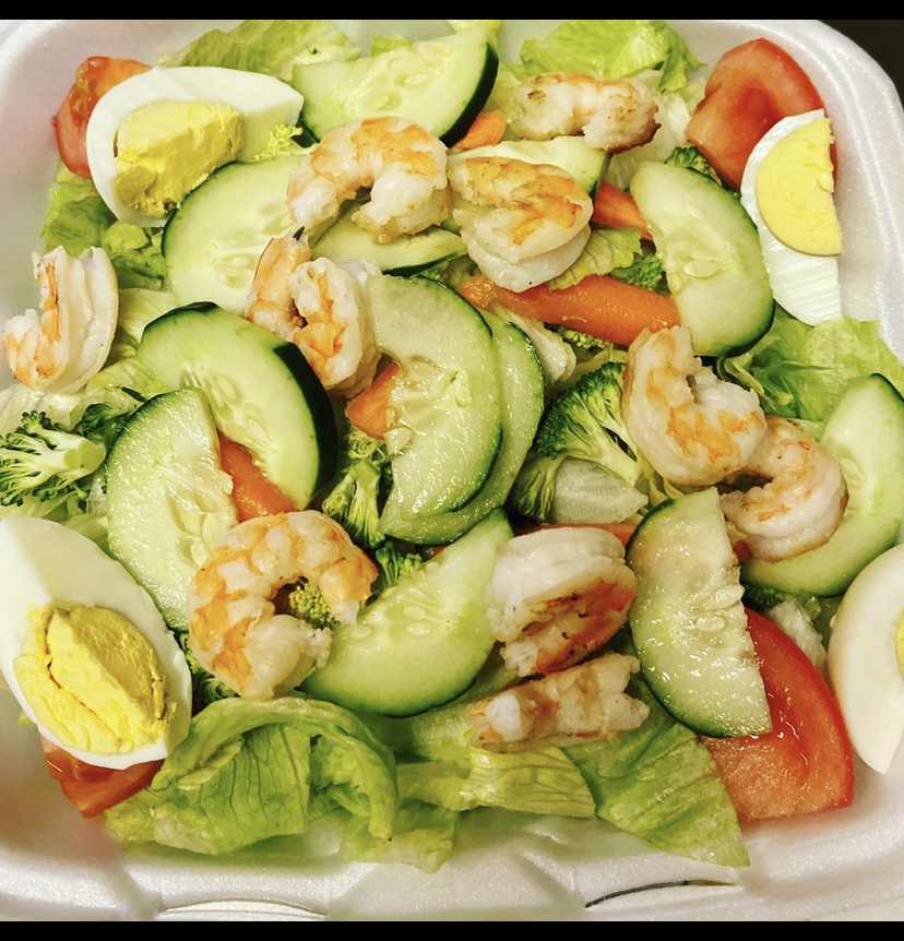 Order Grilled Shrimp Salad Plate food online from Mipal Deli store, Philadelphia on bringmethat.com