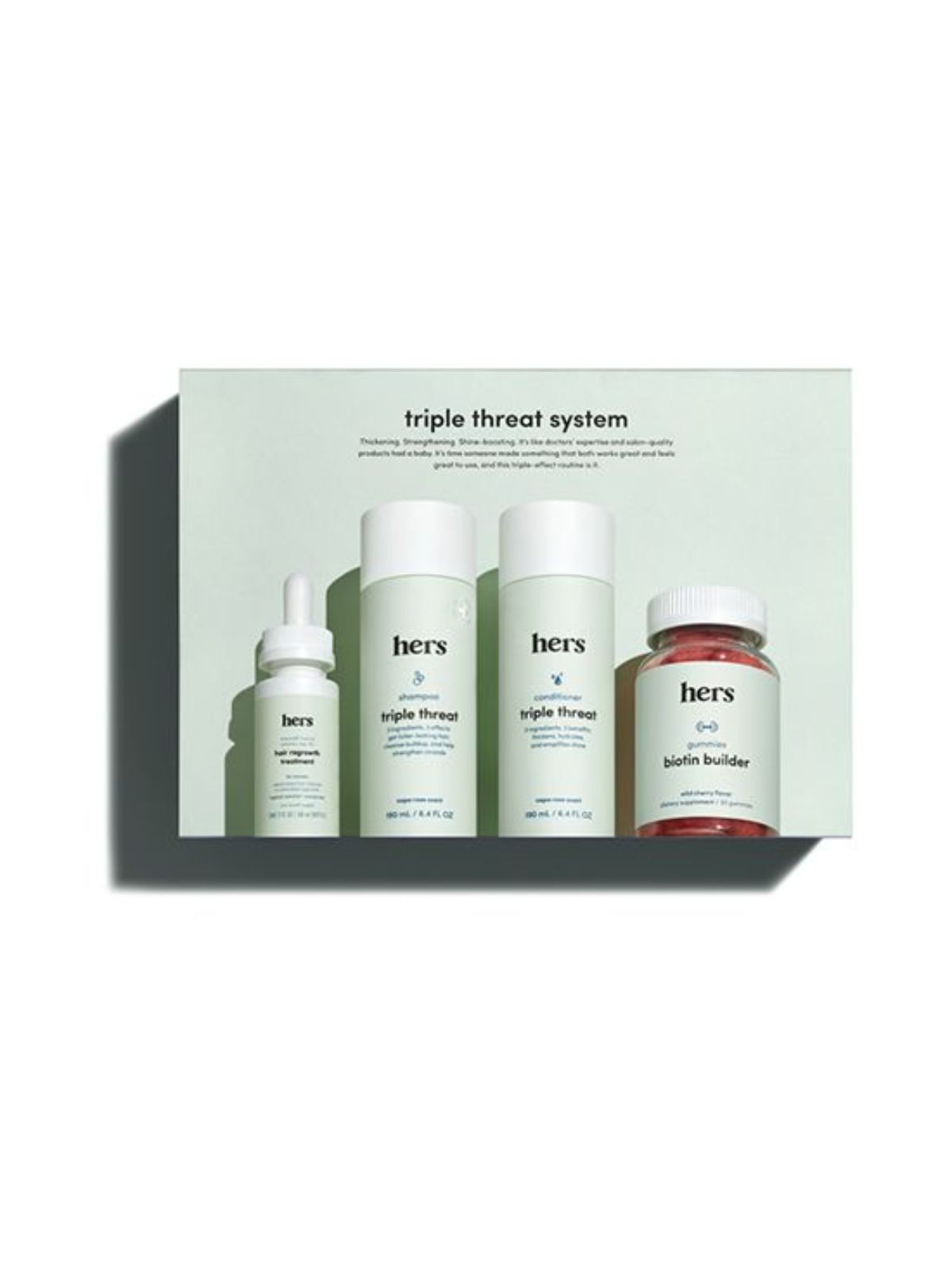 Order hers triple threat 4 piece system - total hair package to support hair growth food online from Stock-Up Mart store, Minneapolis on bringmethat.com