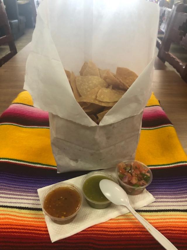 Order Large Chips with 3 Side of Salsa to Go Only  food online from Taqueria El Tapatio 7 store, Oxnard on bringmethat.com