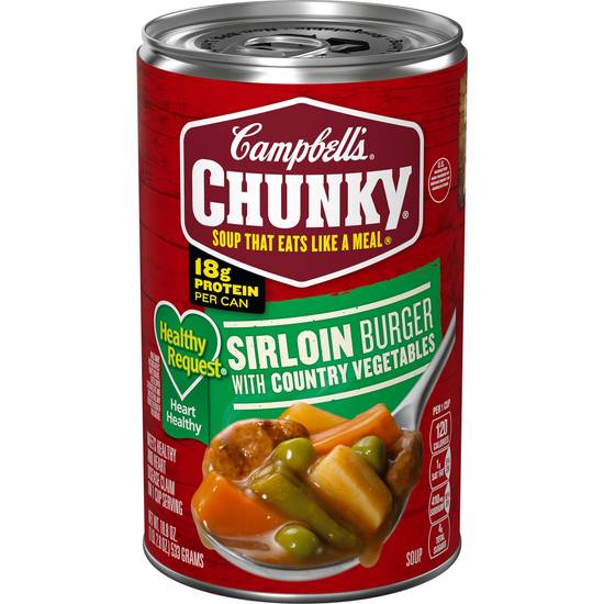 Order Campbell's Chunky Healthy Request Soup, Sirloin Burger with Country Vegetable Beef Soup, 18.8 Oz Can food online from Cvs store, Killeen on bringmethat.com