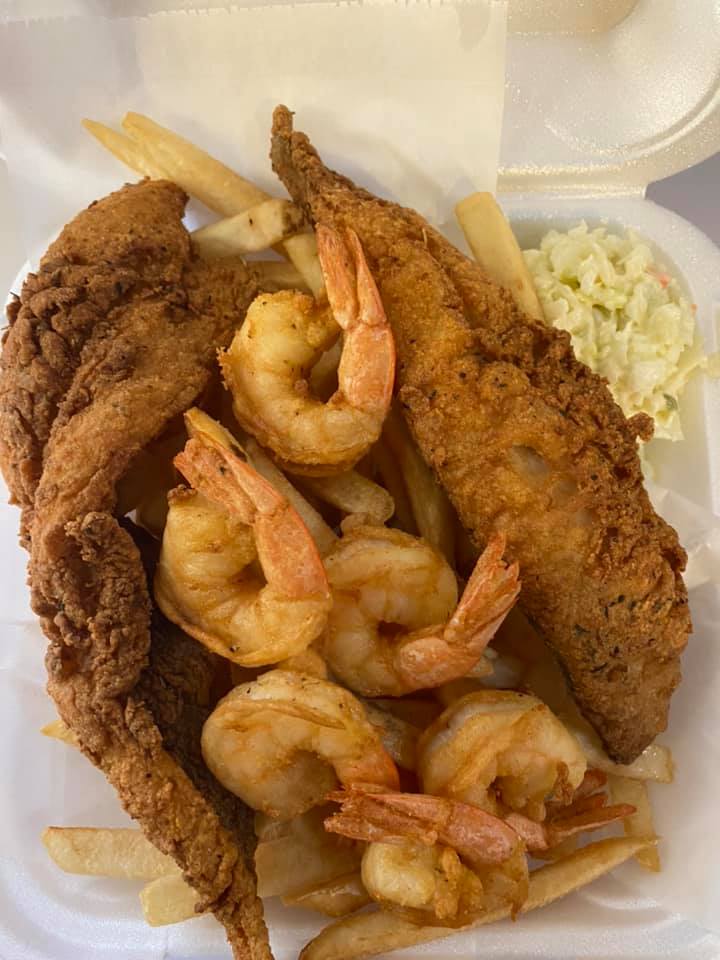 Order Fish and Jumbo Shrimp Dinner food online from R & B Grill store, Durham on bringmethat.com