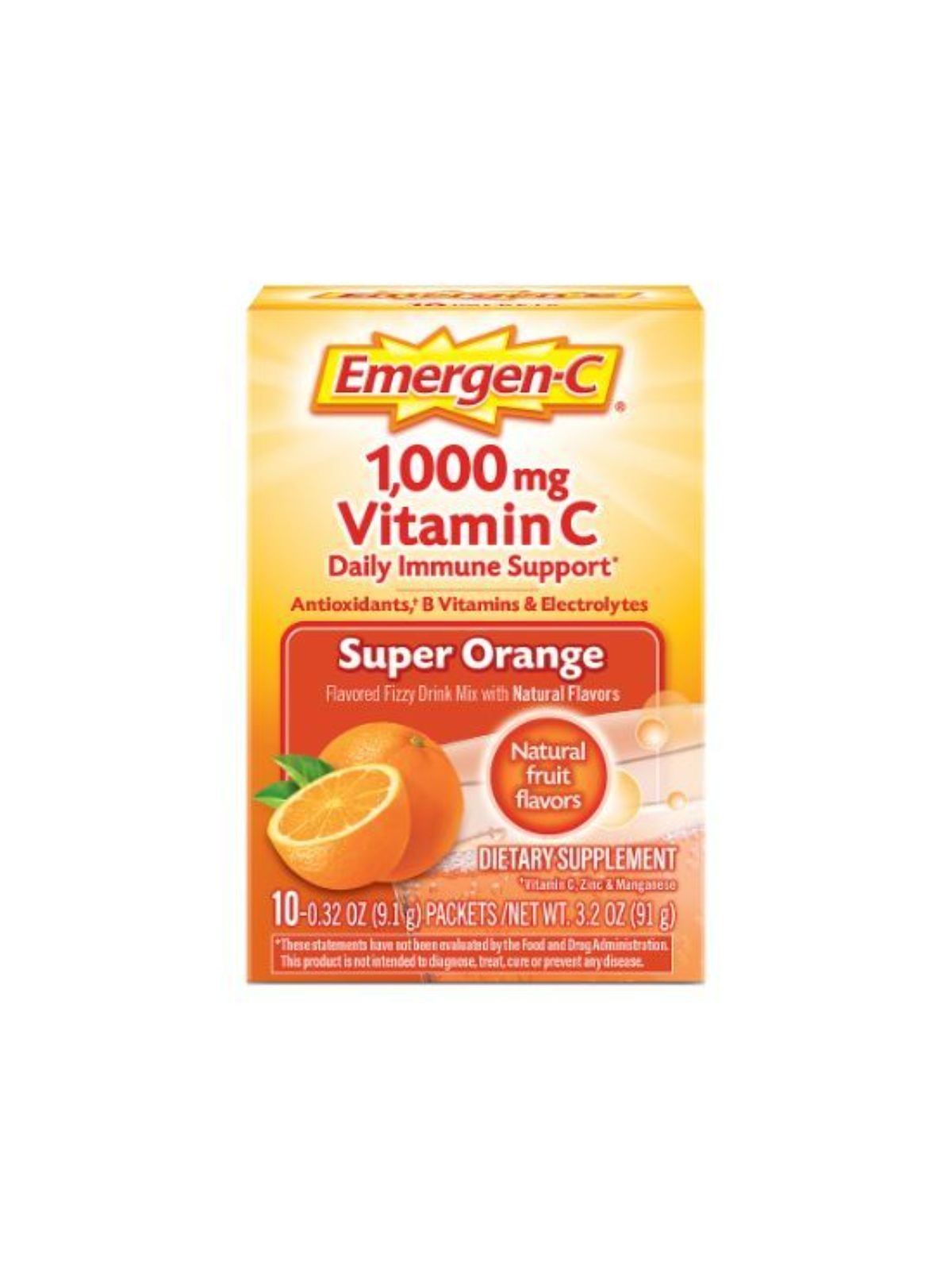 Order Emergen-C Super Orange Vitamin C Supplement (10 count) food online from Light Speed Market store, Los Angeles on bringmethat.com