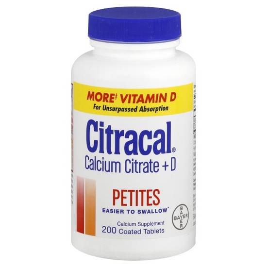 Order Citracal Calcium Citrate + D Coated Tablets Petites (200 ct) food online from Rite Aid store, Palm Desert on bringmethat.com
