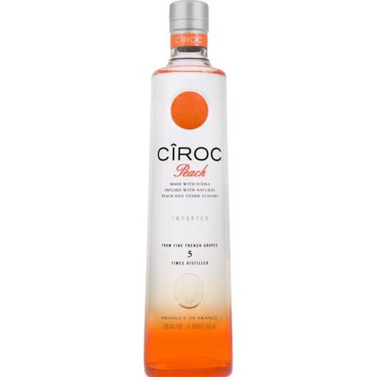 Order Ciroc Peach 750ml. food online from Round Up Liquor & Grocery store, Wildomar on bringmethat.com