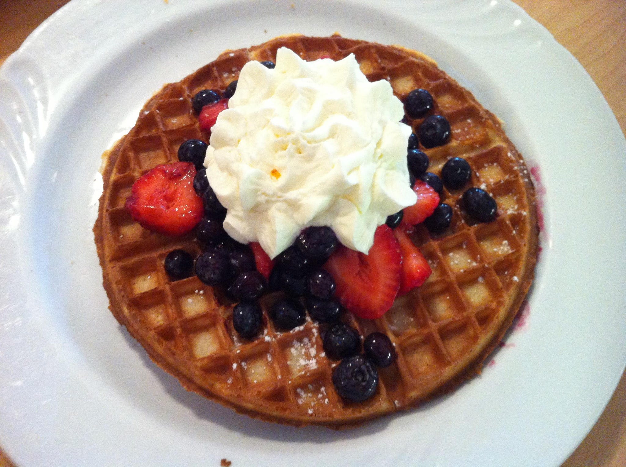 Order Blueberry Waffle Breakfast - Breakfast food online from Pasta Connection store, Costa Mesa on bringmethat.com