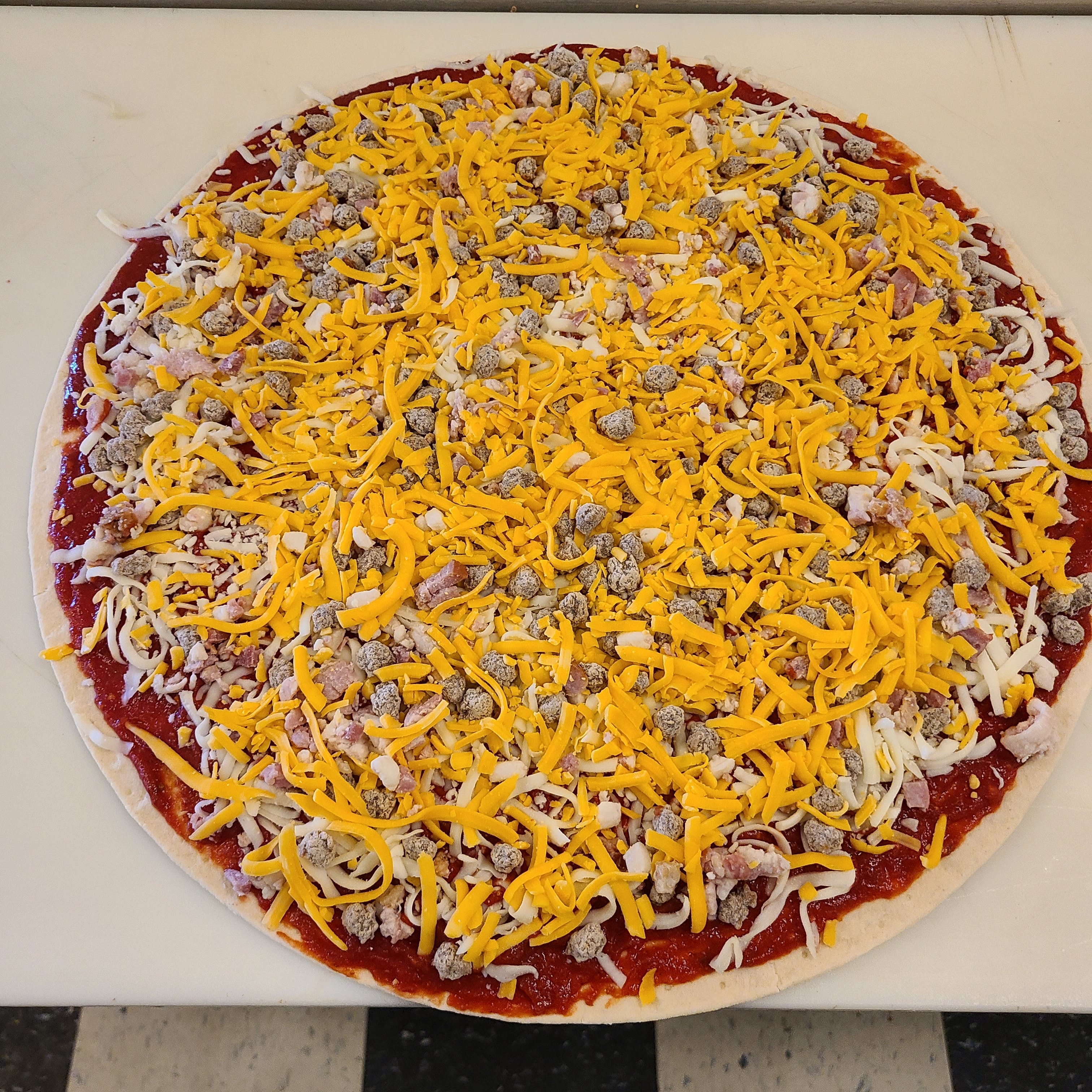 Order Bacon Cheeseburger Take & Bake Pizza - 10'' (Serves 1-2) food online from Timber Creek Pizza store, Lake Mills on bringmethat.com
