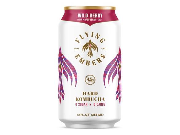 Order Flying Embers Wild Berry Hard Kombucha - 6x 12oz Cans food online from Royals Liquor store, St. Peters on bringmethat.com