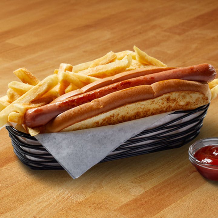 Order Hot Dog with Fries Basket - Hot Dog with Fries Basket food online from Papa Gino's store, Easton on bringmethat.com