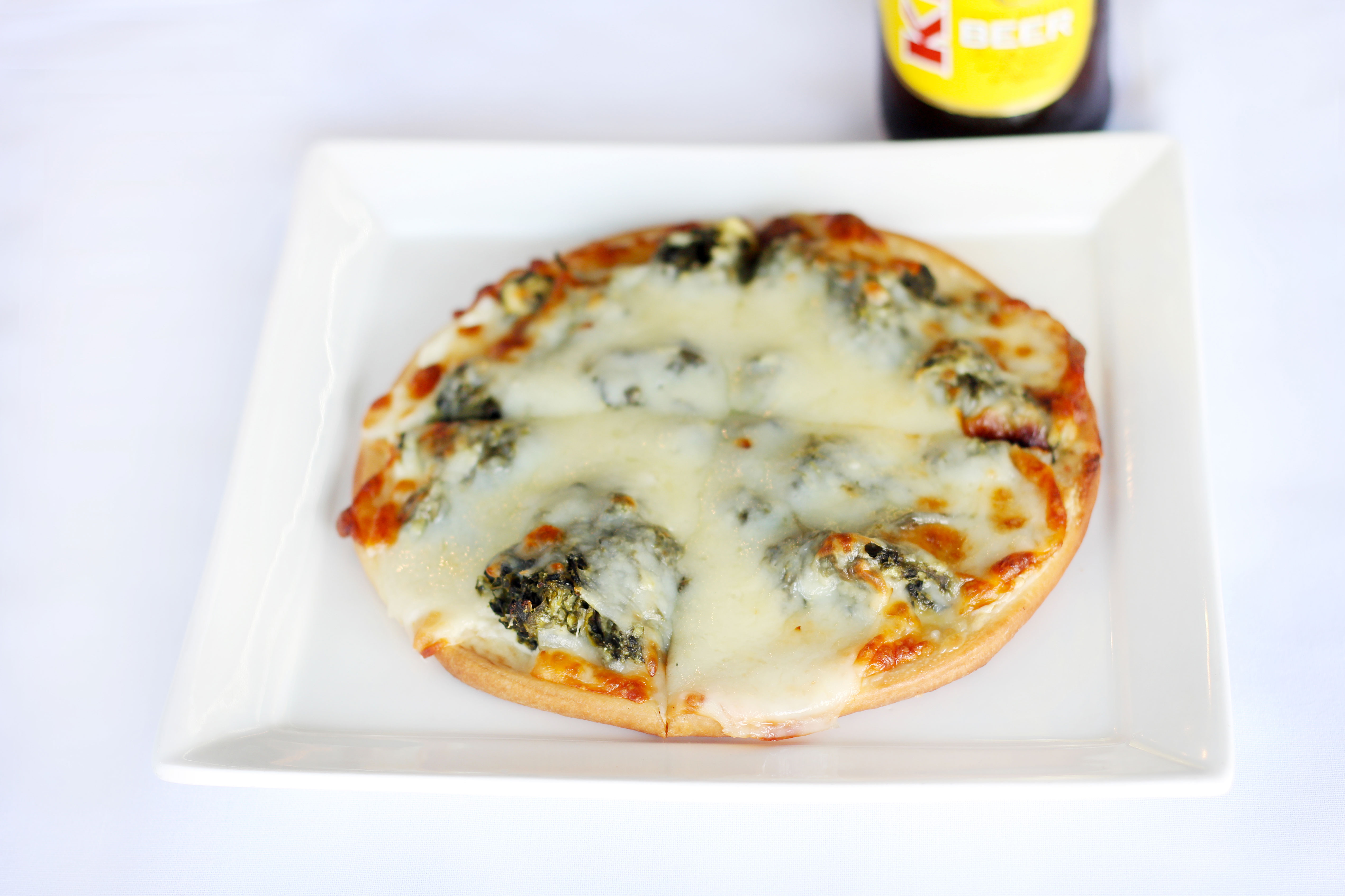 Order 7" Greek Spinach Feta Pizza food online from Greek pizza store, Los Angeles on bringmethat.com
