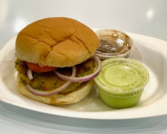 Order Aloo Tikki Burger(Veg) food online from 8 Fahrenheit store, Lawrenceville on bringmethat.com