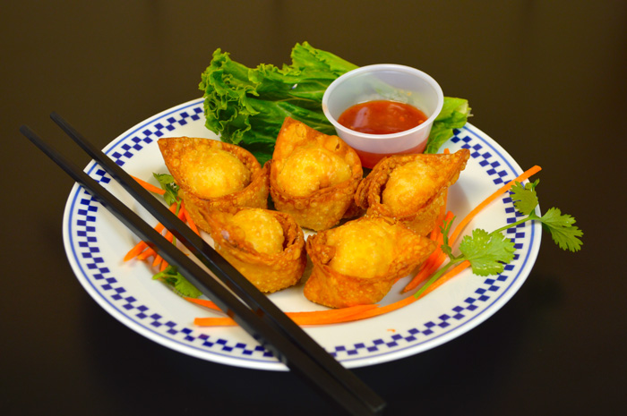 Order 5 Pieces Crabmeat Rangoon food online from Banana Leaves Asian Cafe store, Rockville on bringmethat.com
