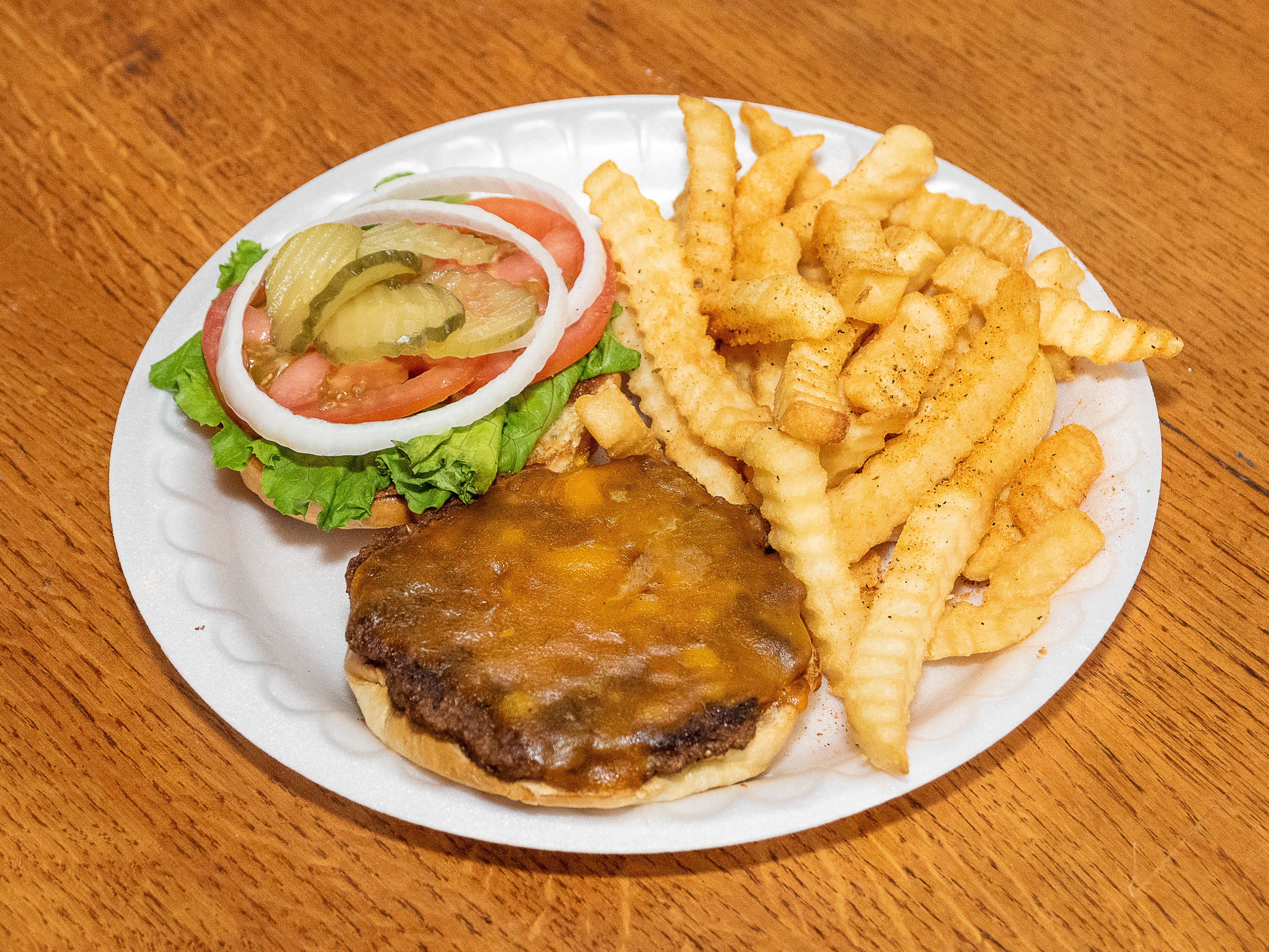 Order Build Your Own Burger & fries for $12.99 food online from Mg Prime Time Cafe store, Louisville on bringmethat.com
