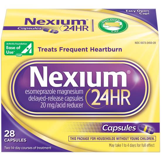 Order Nexium 24-Hour Heartburn Capsules 20 mg (28 ct) food online from Rite Aid store, Yucca Valley on bringmethat.com