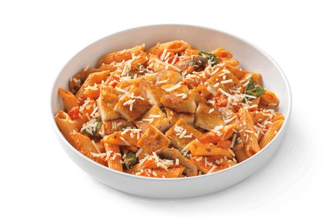 Order Penne Rosa with Parmesan-Crusted Chicken food online from Noodles & Company store, Troy on bringmethat.com